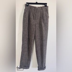 Max Studio brown Gray Tweed Pleated Dress Pants